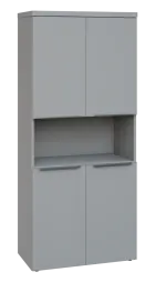 SIN 5 - 84DN kancelářská skříň, 4-dveřová/nika, 1820x800x400, šedá